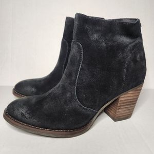 Sam Edelman Black Suede Ankle Booties Zip Up